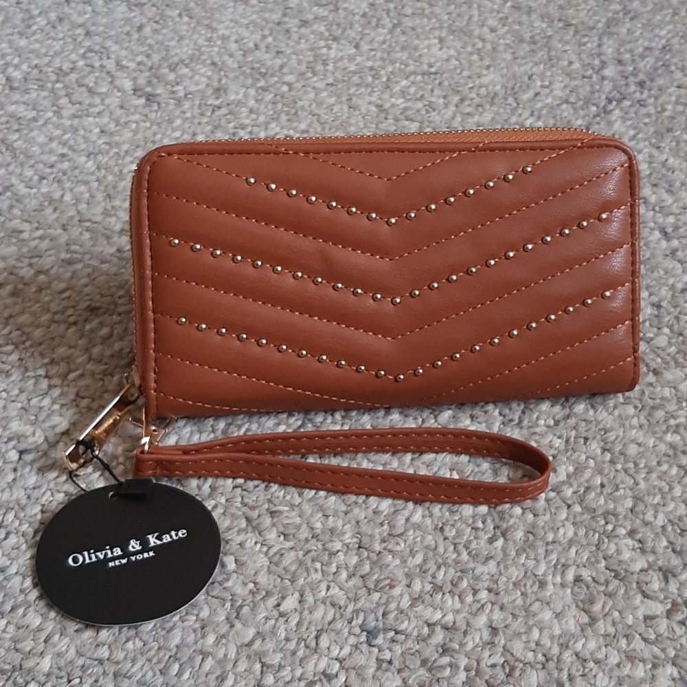 New Olivia & Kate Studded Faux Leather Wallet.